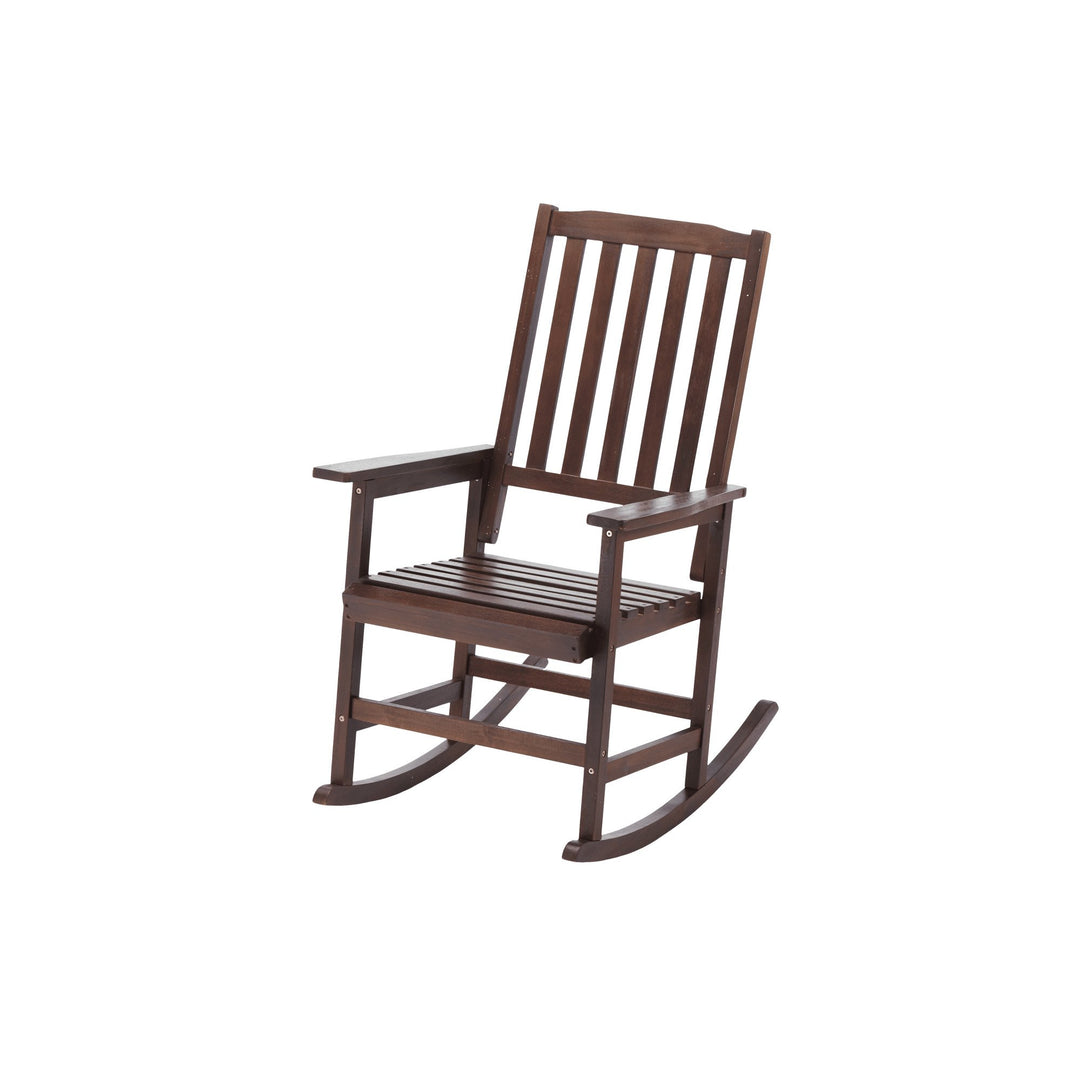 Light Brown Solid Wood Indoor Outdoor Rocking Chair Stylish Patio Furniture Image 3