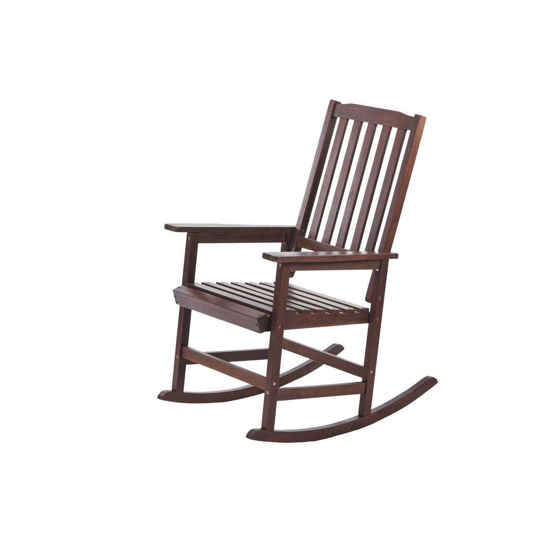 Light Brown Solid Wood Indoor Outdoor Rocking Chair Stylish Patio Furniture Image 4