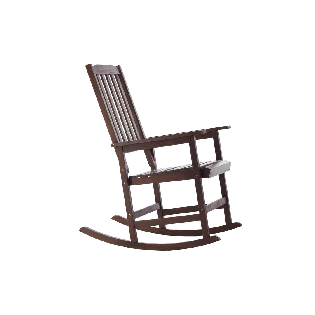 Light Brown Solid Wood Indoor Outdoor Rocking Chair Stylish Patio Furniture Image 6