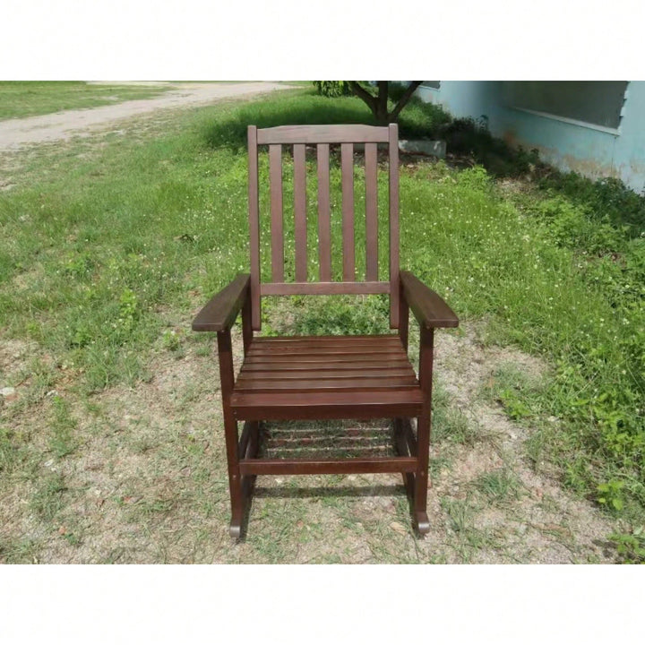 Light Brown Solid Wood Indoor Outdoor Rocking Chair Stylish Patio Furniture Image 11