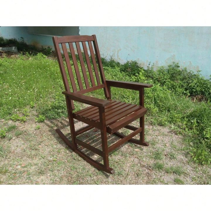 Light Brown Solid Wood Indoor Outdoor Rocking Chair Stylish Patio Furniture Image 12