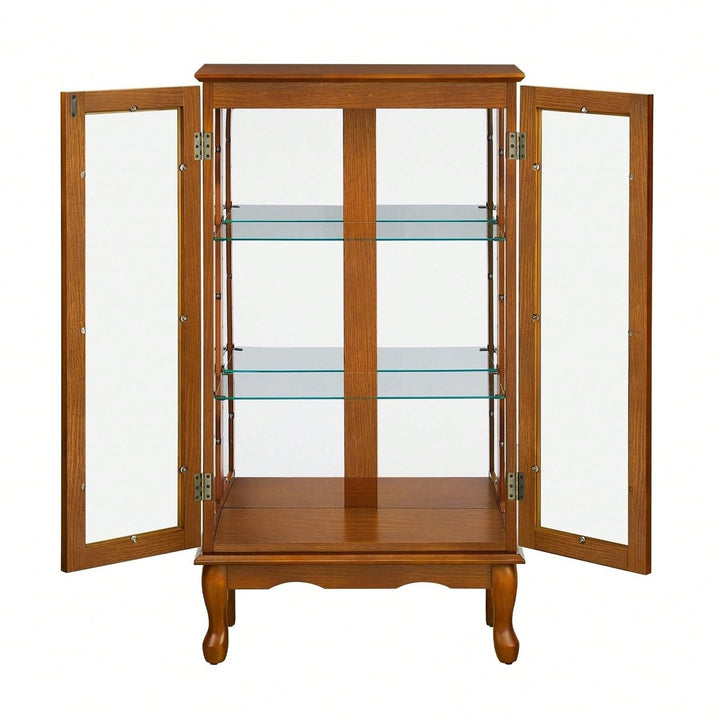 Lighted Curio Diapaly Cabinet With Adjustable Shelves And Mirrored Back Panel, Tempered Glass Doors ( 3 Tier) Image 7