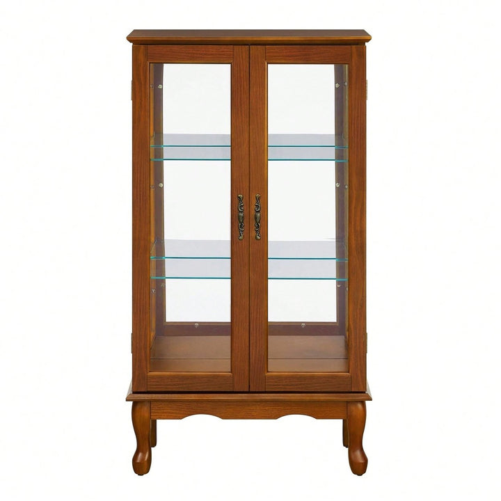 Lighted Curio Diapaly Cabinet With Adjustable Shelves And Mirrored Back Panel, Tempered Glass Doors ( 3 Tier) Image 10