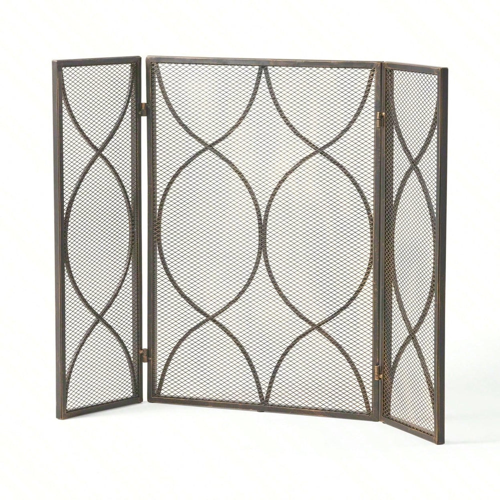 Heavy Duty 36 Inch Adjustable Fire Screen for Fireplace Safety Decorative Mesh Guard Indoor Outdoor Fire Pit Barrier Image 2