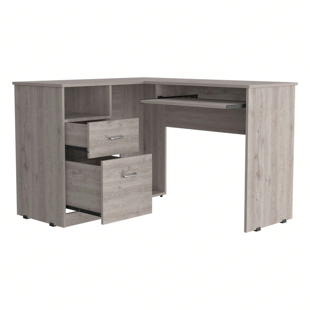 L-Shaped Desk, Keyboard Shelf Image 6