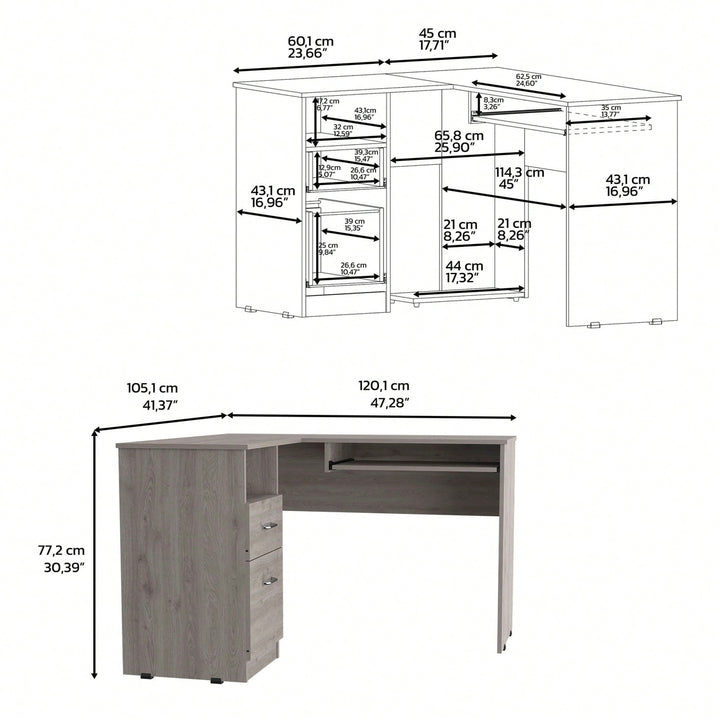 L-Shaped Desk, Keyboard Shelf Image 8