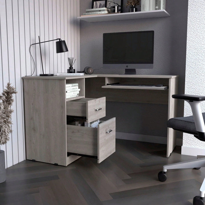 L-Shaped Desk, Keyboard Shelf Image 9