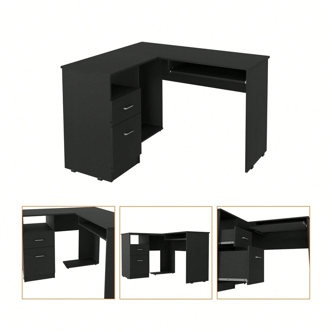 L-Shaped Desk, Keyboard Shelf Image 11