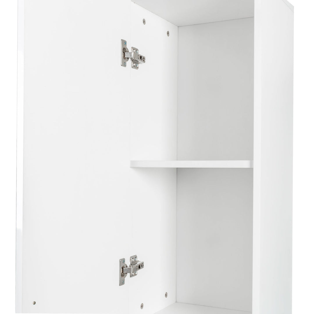 Freestanding Kitchen Cabinet with Adjustable Shelves and Double Doors - White Storage Unit for Dining Room and Home Image 7