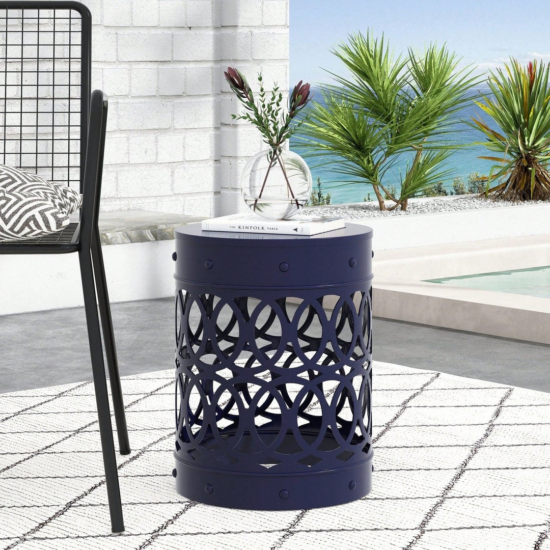 Large Outdoor Metal End Table For Patio And Garden Use Image 6