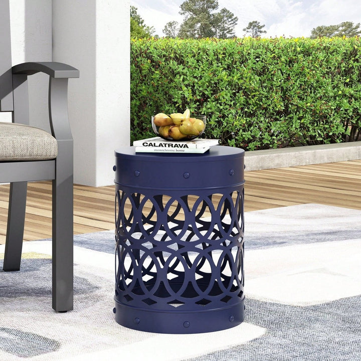 Large Outdoor Metal End Table For Patio And Garden Use Image 7