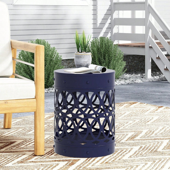 Large Outdoor Metal End Table For Patio And Garden Use Image 8