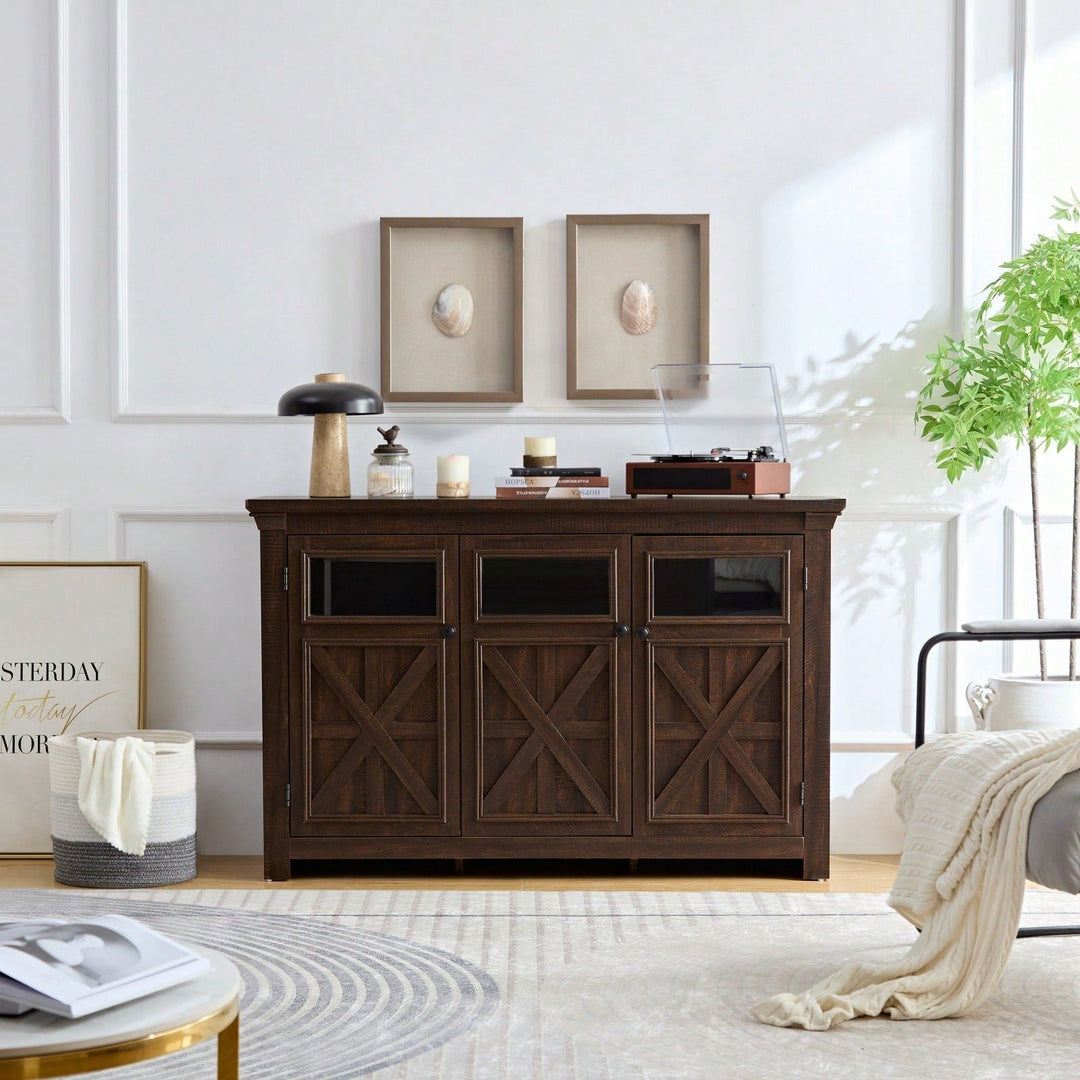 Large Storage Sideboard Buffet Cabinet With 3 Doors And Adjustable Shelves, Elegant Entryway Cabinet For Dining Room, Image 3