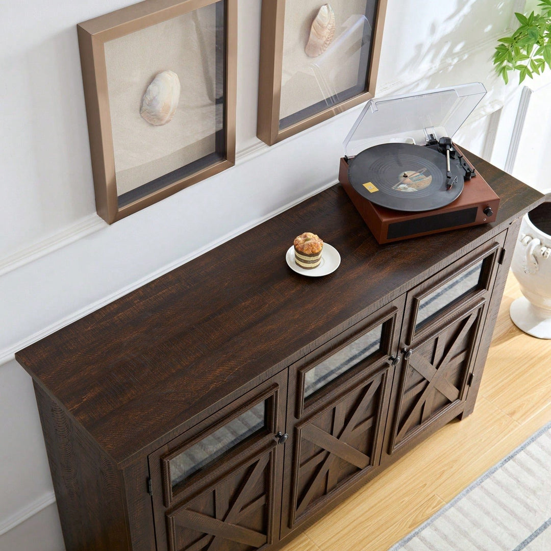 Large Storage Sideboard Buffet Cabinet With 3 Doors And Adjustable Shelves, Elegant Entryway Cabinet For Dining Room, Image 8