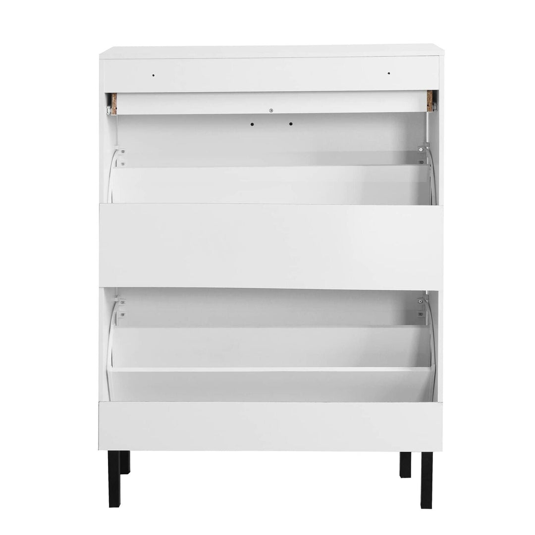 Freestanding Shoe Rack Storage Organizer with Drawers and Metal Legs Image 9