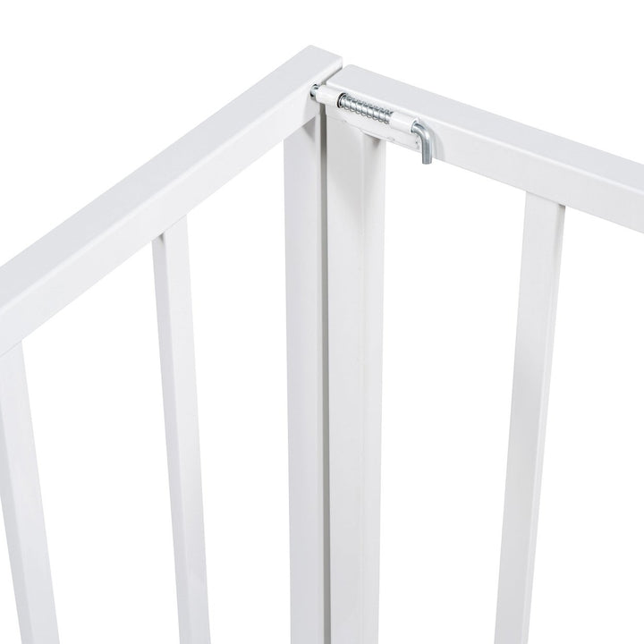 Full Size Metal Floor Bed Frame with Fence and Door, White Image 10