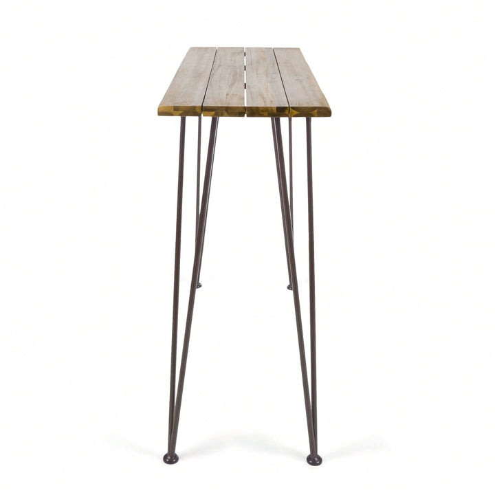 Industrial Wood And Metal Bar Table For Modern Spaces Image 3