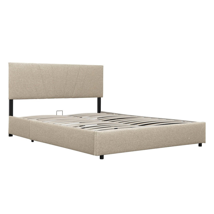 Gray Upholstered Platform Bed with Storage and Tufted Headboard for Kids Teens and Adults No Box Spring Needed Image 9