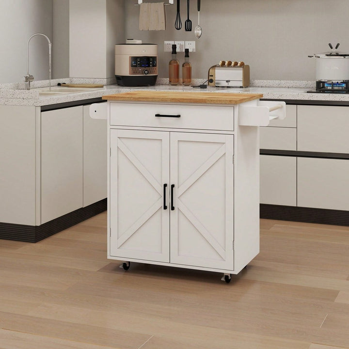 Functional And Stylish White Kitchen Island With Hidden Storage And Adjustable Cabinet Partition Image 2