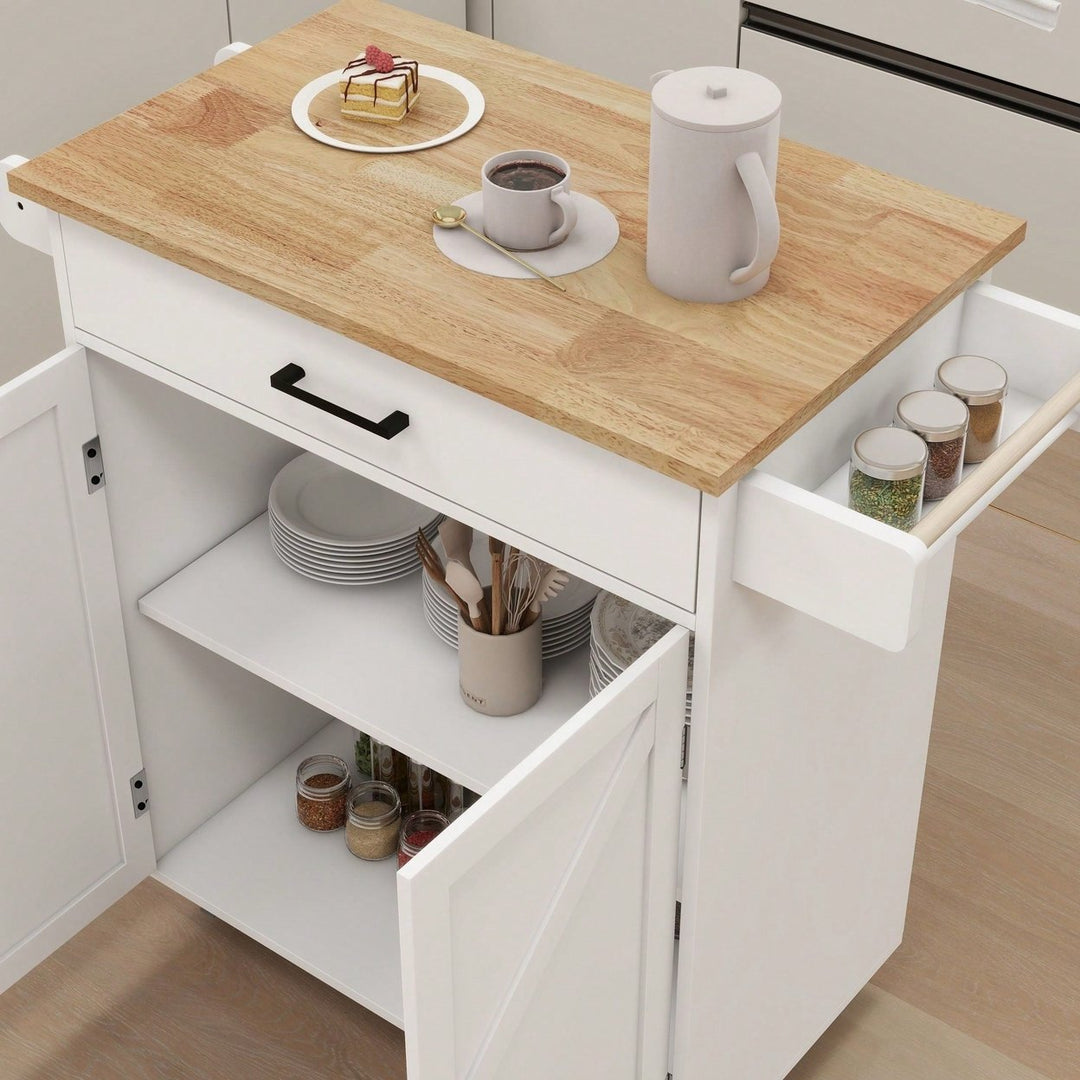 Functional And Stylish White Kitchen Island With Hidden Storage And Adjustable Cabinet Partition Image 4