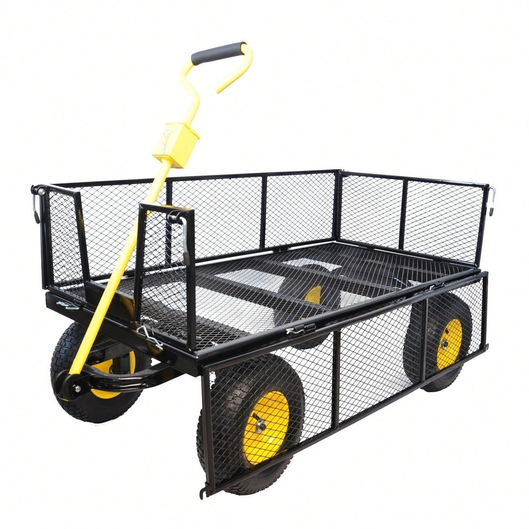 Garden Cart Trucks With 880 Lbs. Maximum Static Load, Pneumatic Tires And Spacious Bed Design For Easy Garden And Farm Image 1