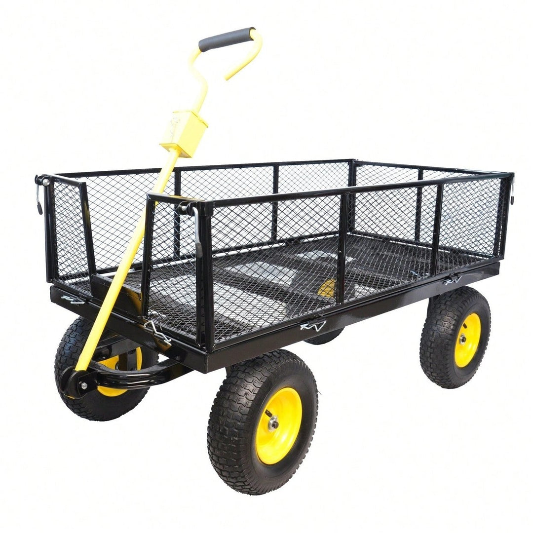 Garden Cart Trucks With 880 Lbs. Maximum Static Load, Pneumatic Tires And Spacious Bed Design For Easy Garden And Farm Image 2