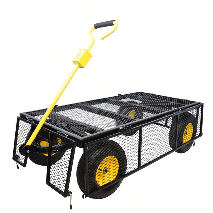 Garden Cart Trucks With 880 Lbs. Maximum Static Load, Pneumatic Tires And Spacious Bed Design For Easy Garden And Farm Image 3