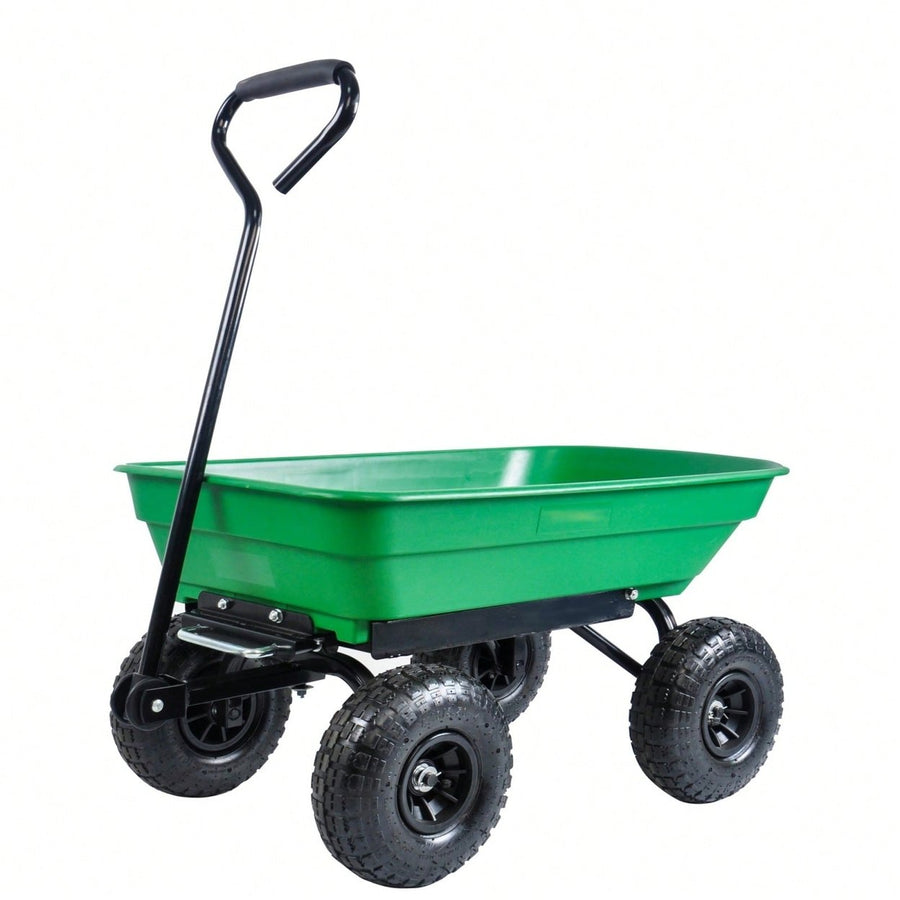 Garden Dump Cart With Steel Frame Outdoor Wagon With 10 Inch Pneumatic Tires, 55L Capacity Image 1