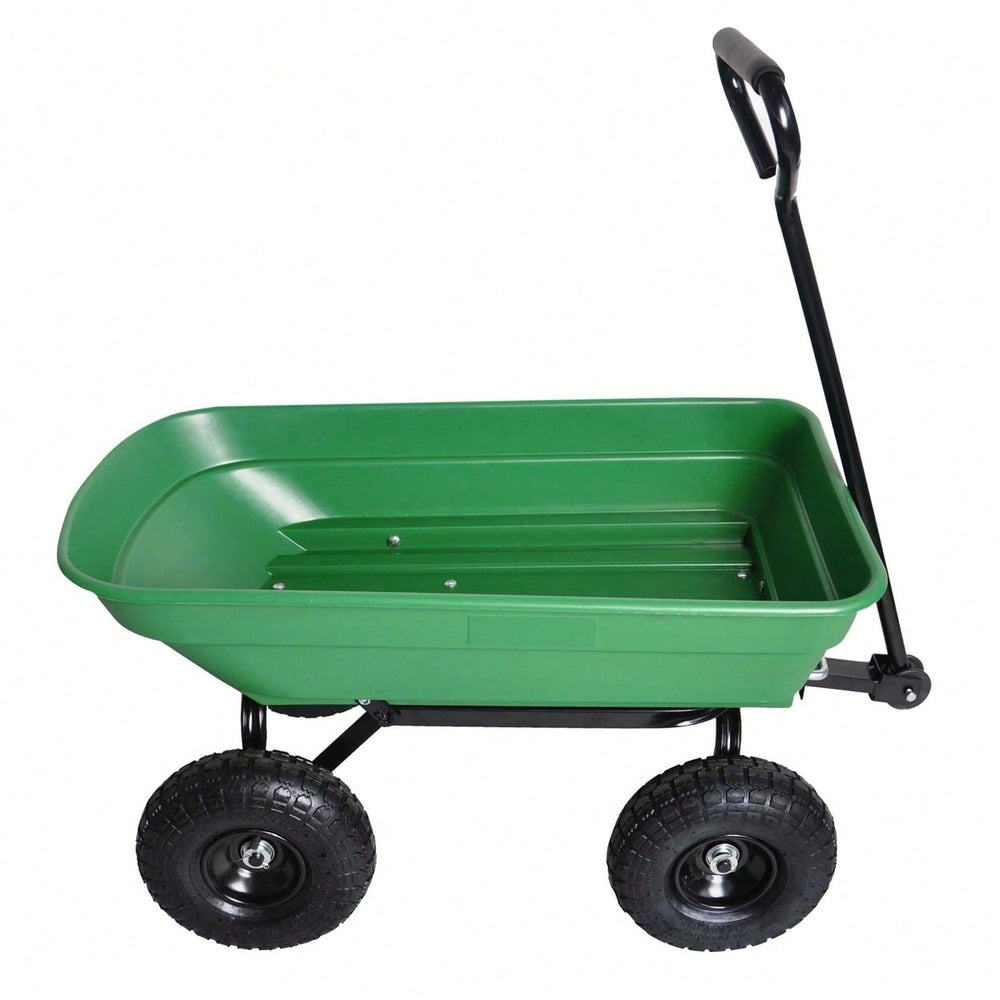 Garden Dump Cart With Steel Frame Outdoor Wagon With 10 Inch Pneumatic Tires, 55L Capacity Image 2