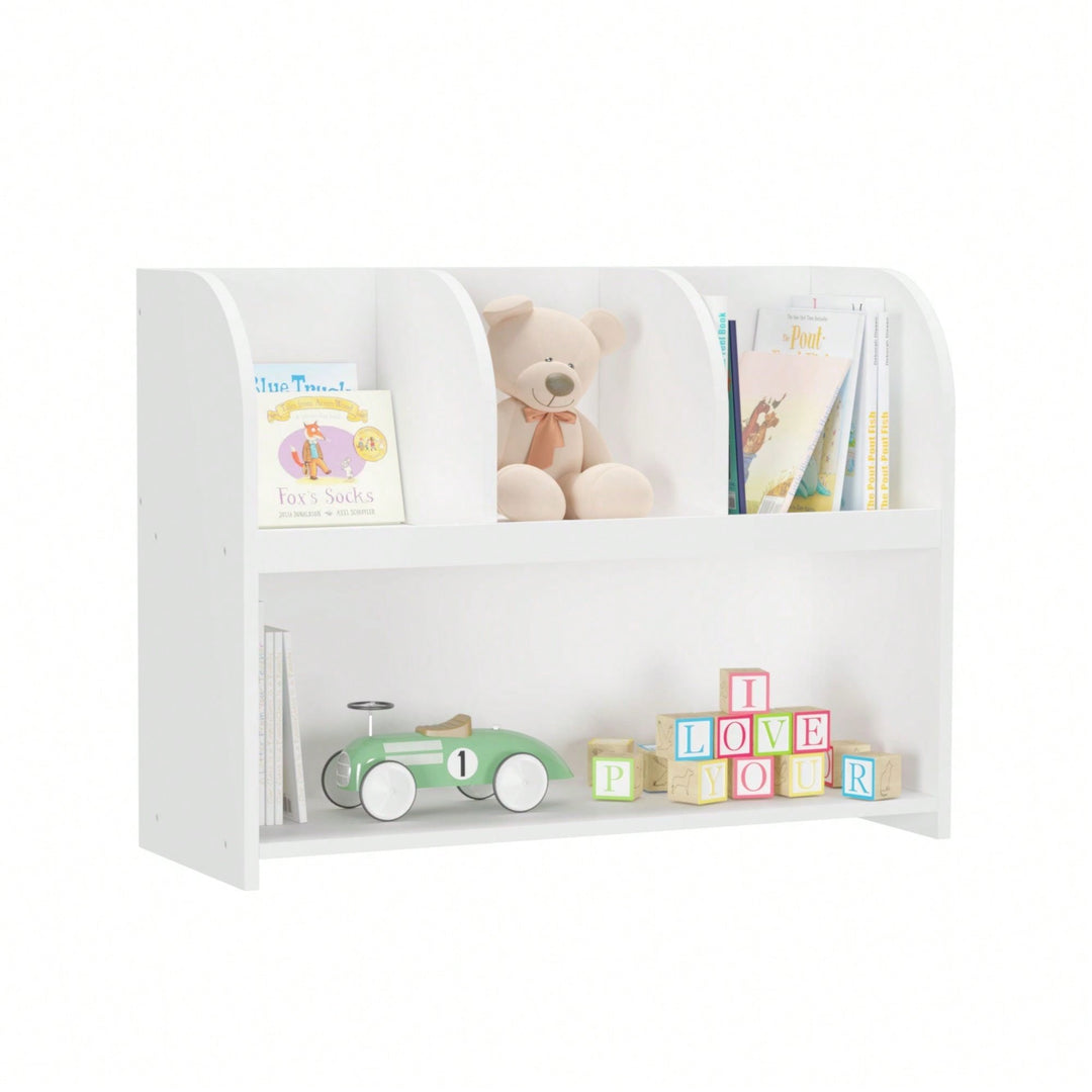 Kids Bookcase With 4 Compartments, Storage Book Shelf, Storage Display, Rack,Toy Organizer For Childrens Room, Playroom, Image 2