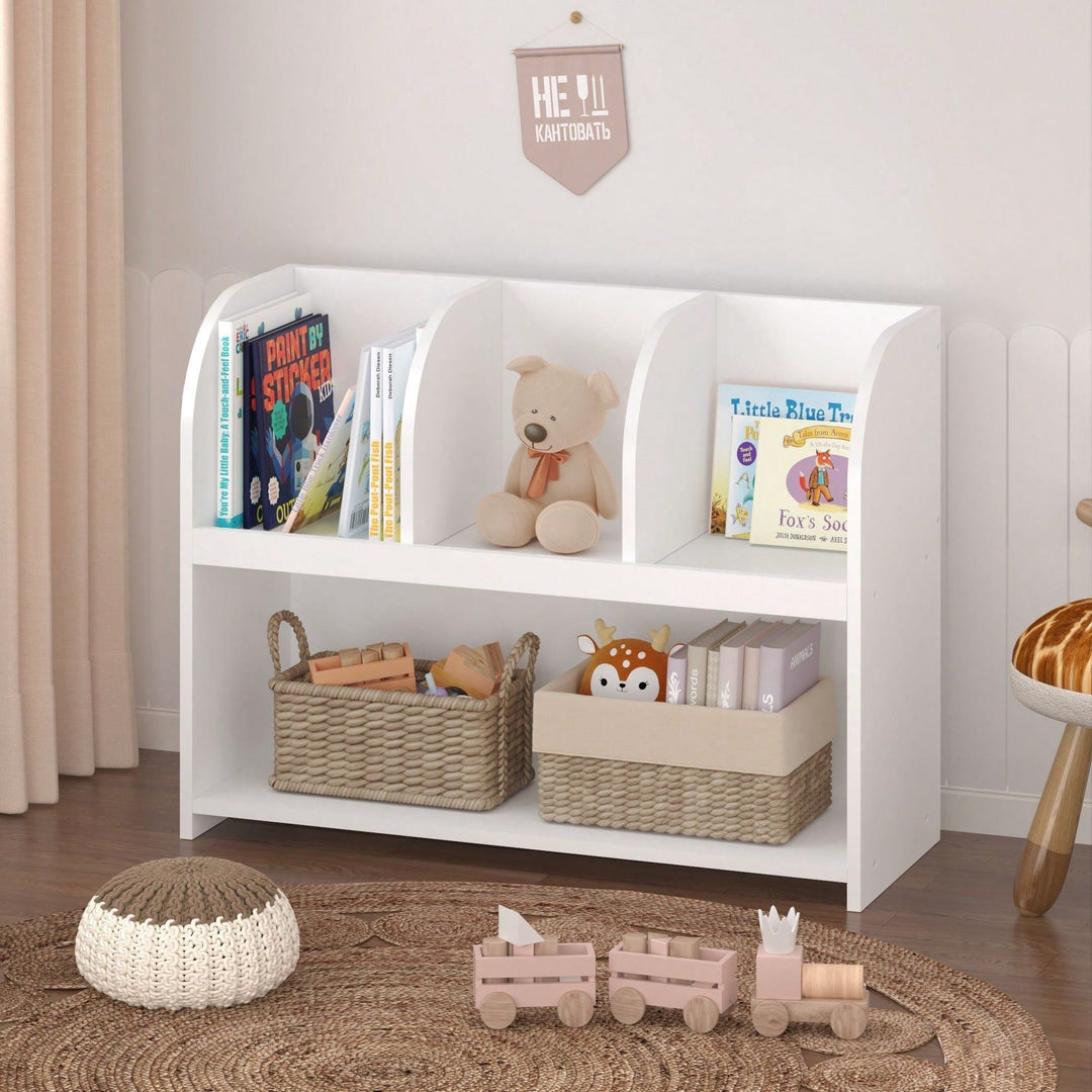 Kids Bookcase With 4 Compartments, Storage Book Shelf, Storage Display, Rack,Toy Organizer For Childrens Room, Playroom, Image 6