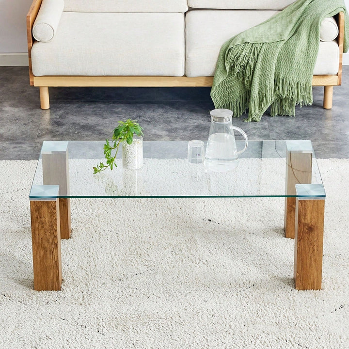 Glass-Top Coffee Table,Tea Table, With MDF Legs - Stylish Blend Of Elegance And Durability. Image 3