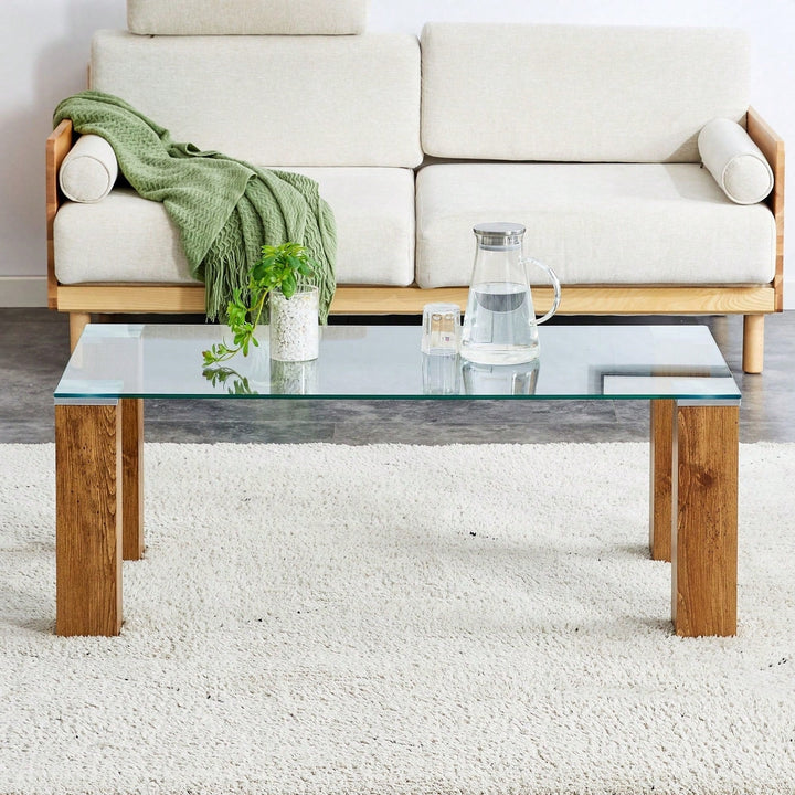 Glass-Top Coffee Table,Tea Table, With MDF Legs - Stylish Blend Of Elegance And Durability. Image 4