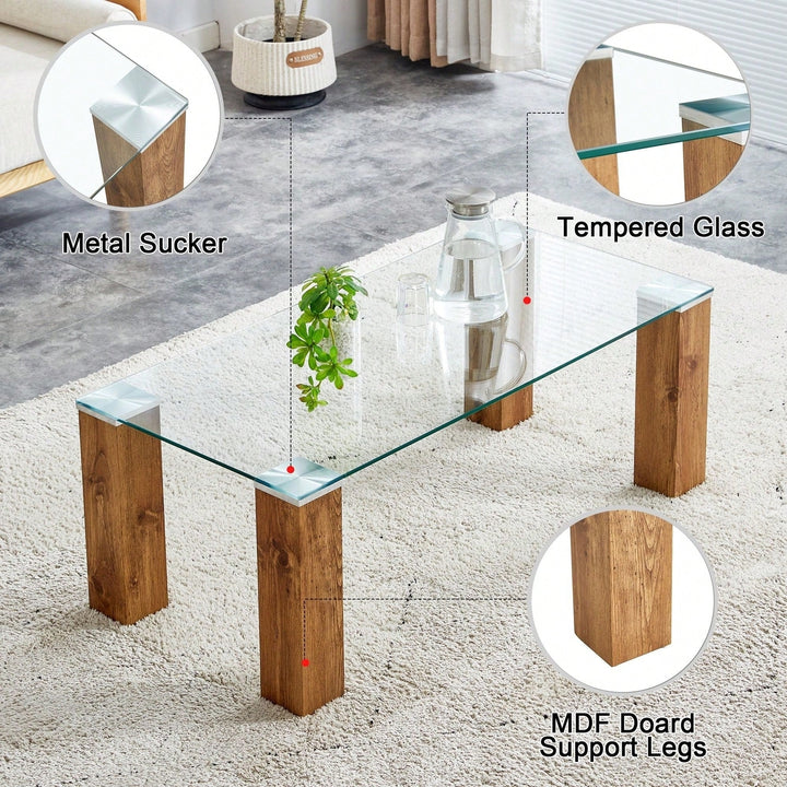 Glass-Top Coffee Table,Tea Table, With MDF Legs - Stylish Blend Of Elegance And Durability. Image 5