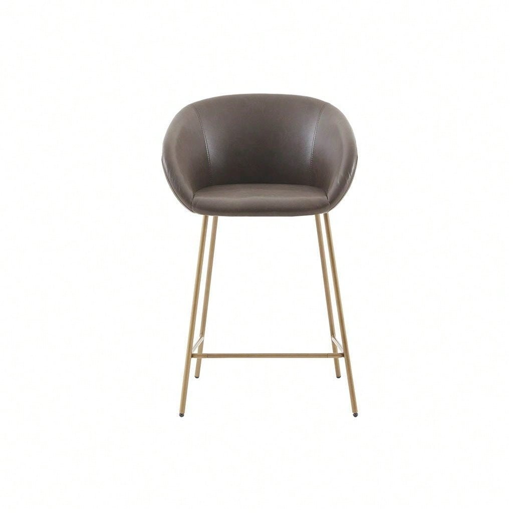 Gold Metal Base PU Leather Upholstered Counter Stool Image 4