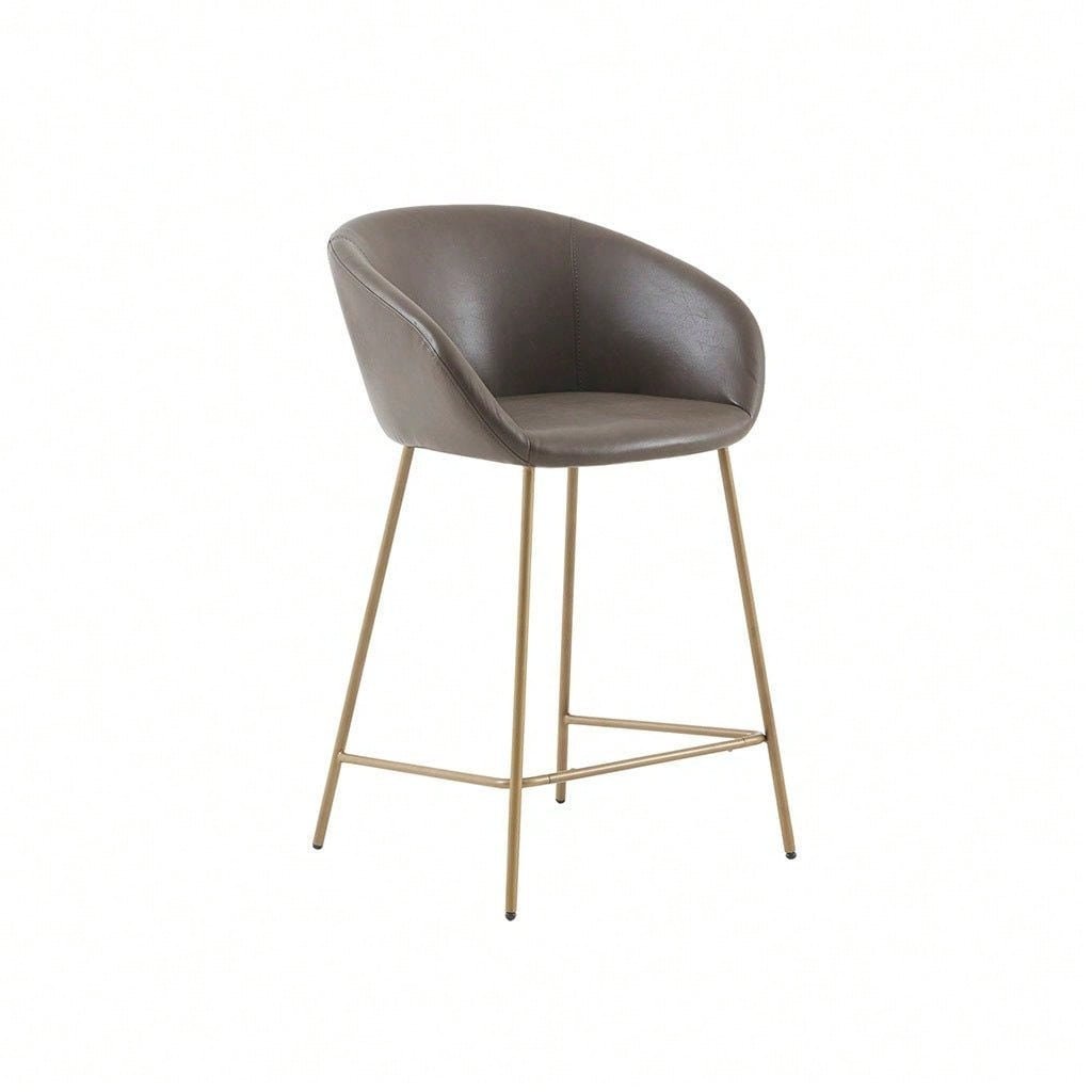 Gold Metal Base PU Leather Upholstered Counter Stool Image 5