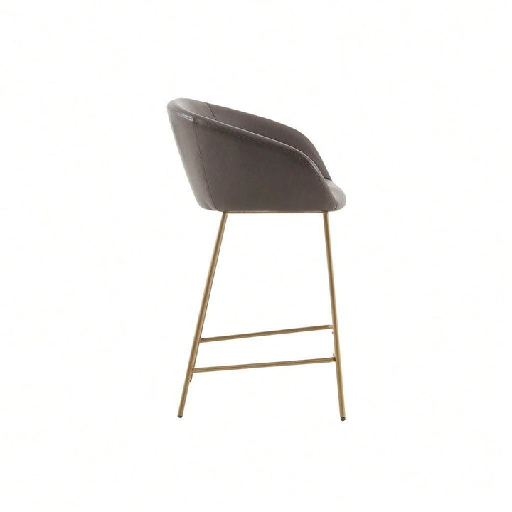 Gold Metal Base PU Leather Upholstered Counter Stool Image 6