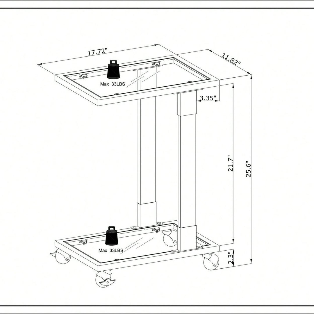 Golden Side Table, Acrylic Sofa Table, Glass Top C Shape Square Table With Metal Base For Living Room, Bedroom, Balcony Image 9