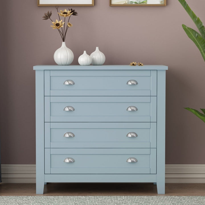 Grayish Blue Retro Buffet Sideboard with Solid Wood Frame and Plastic Door Panels for Dining Room and Living Room Image 1