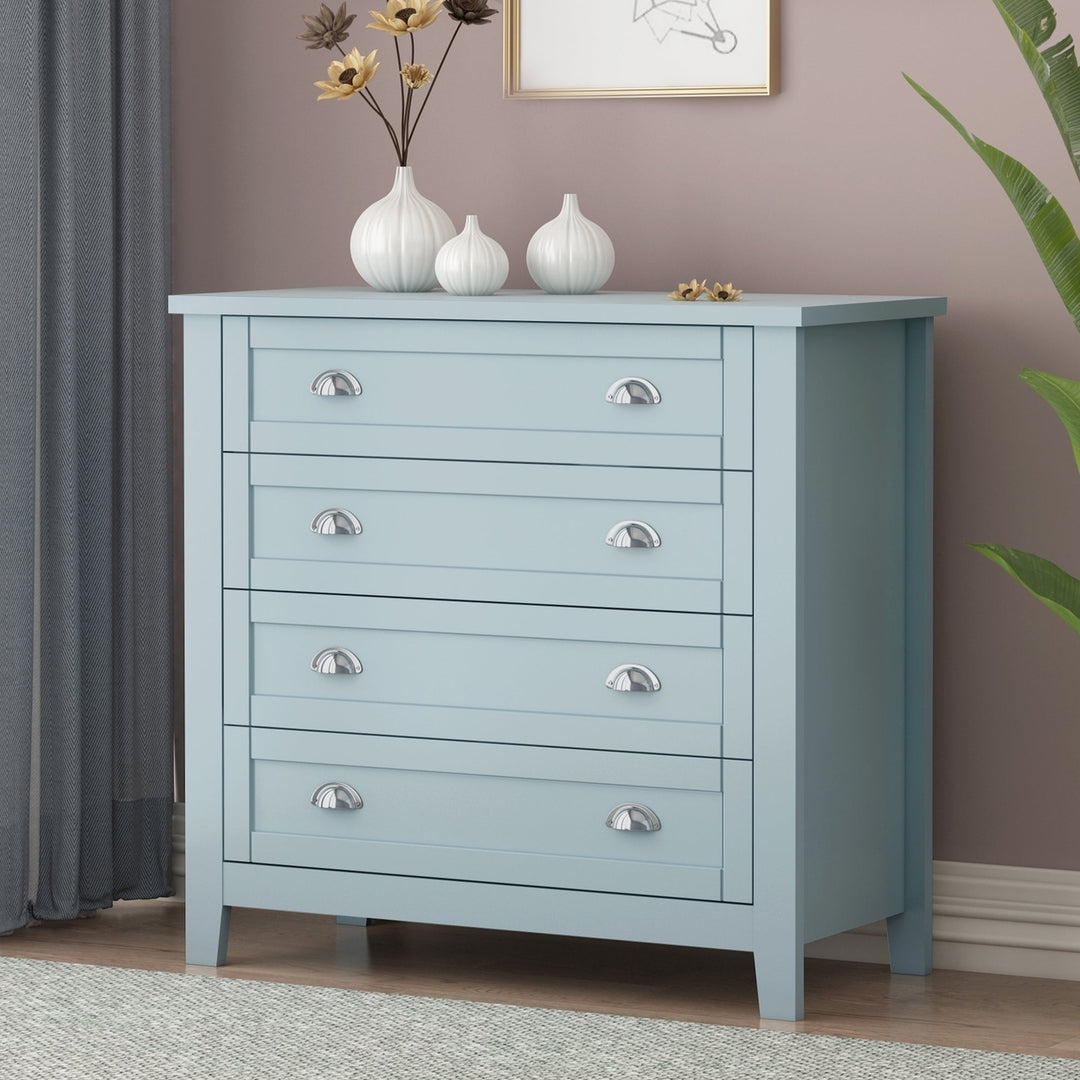 Grayish Blue Retro Buffet Sideboard with Solid Wood Frame and Plastic Door Panels for Dining Room and Living Room Image 2