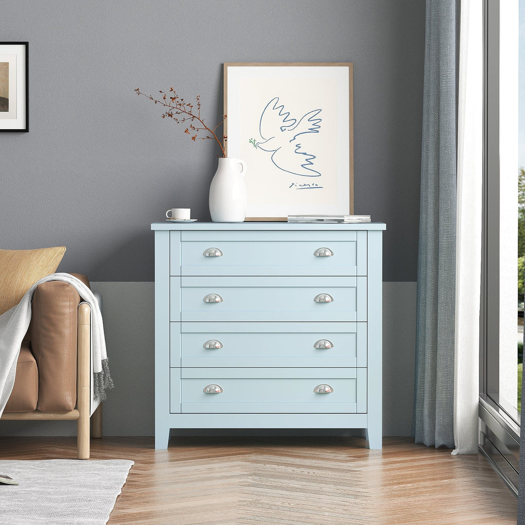 Grayish Blue Retro Buffet Sideboard with Solid Wood Frame and Plastic Door Panels for Dining Room and Living Room Image 3