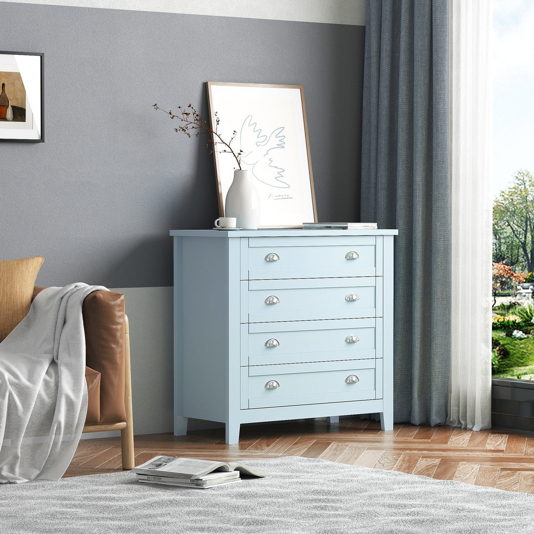 Grayish Blue Retro Buffet Sideboard with Solid Wood Frame and Plastic Door Panels for Dining Room and Living Room Image 4