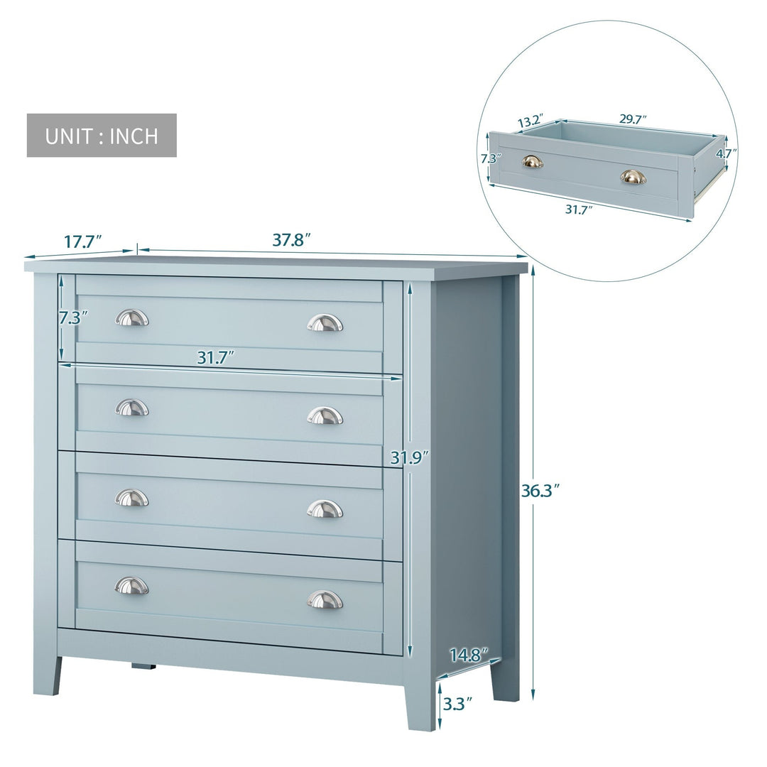 Grayish Blue Retro Buffet Sideboard with Solid Wood Frame and Plastic Door Panels for Dining Room and Living Room Image 5