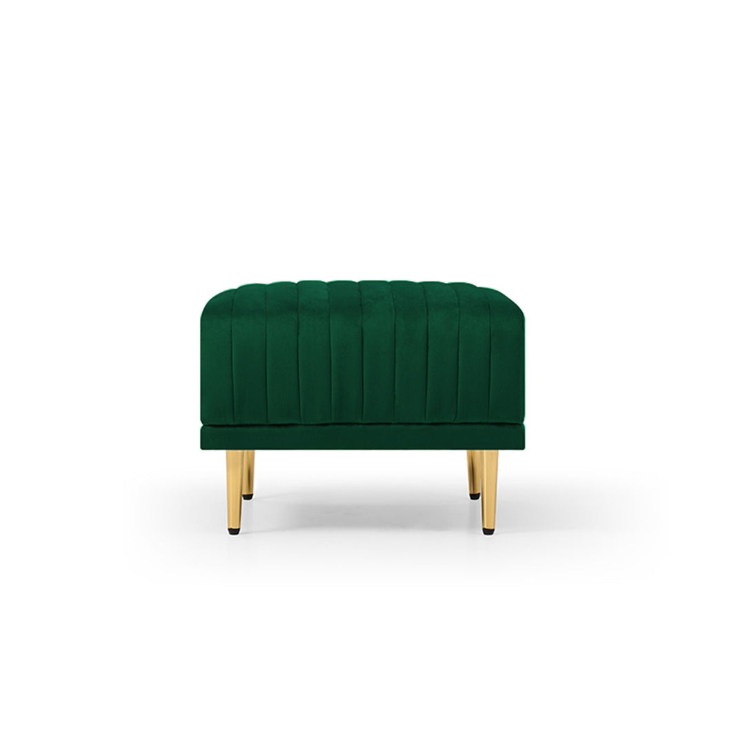 Green Velvet Ottoman Bench for Large Sofas - Stylish and Comfortable Living Room Seating Image 3