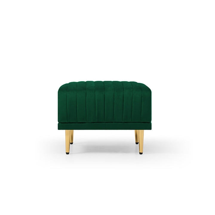 Green Velvet Ottoman Bench for Large Sofas - Stylish and Comfortable Living Room Seating Image 3