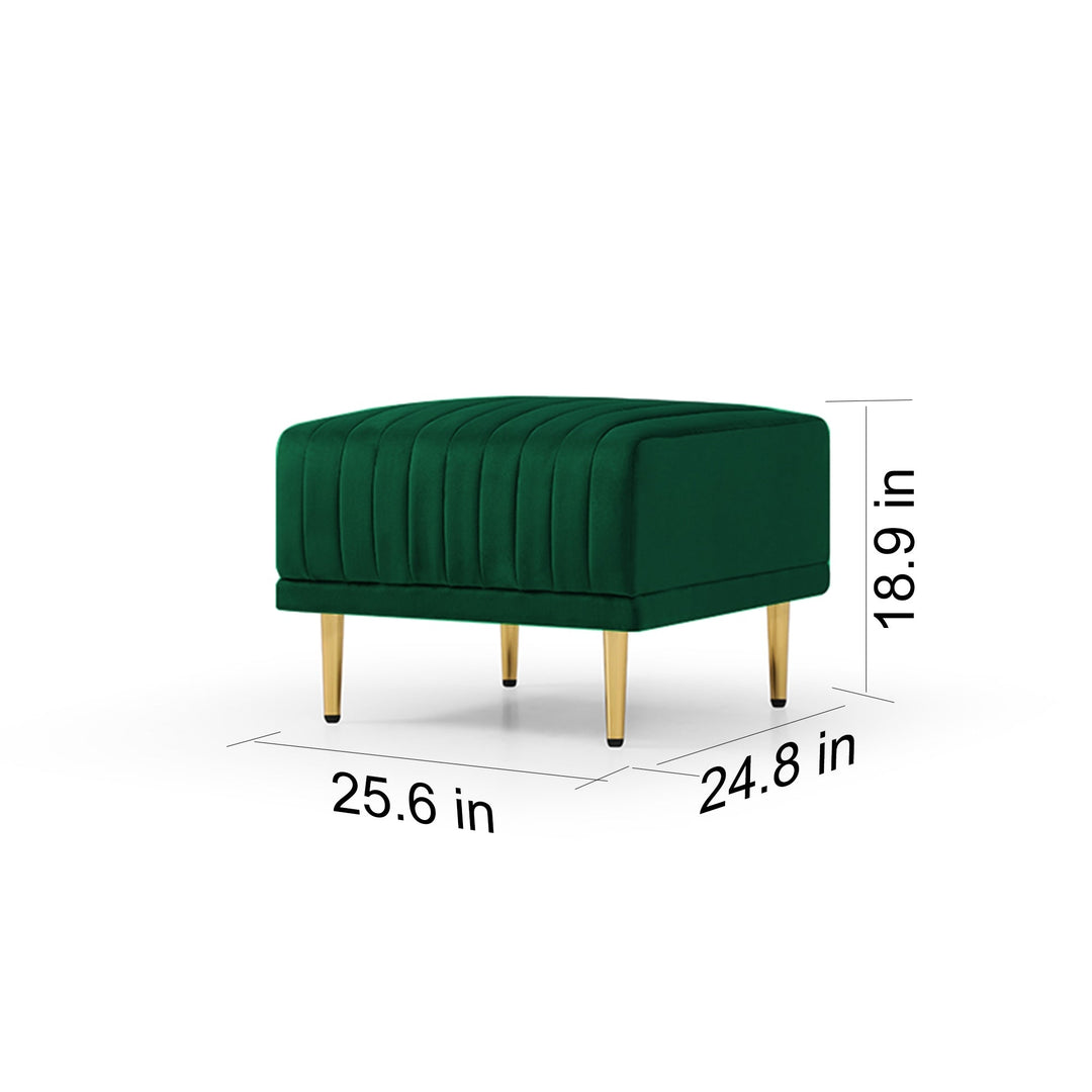 Green Velvet Ottoman Bench for Large Sofas - Stylish and Comfortable Living Room Seating Image 4