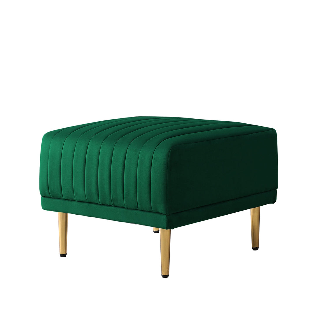 Green Velvet Ottoman Bench for Large Sofas - Stylish and Comfortable Living Room Seating Image 5