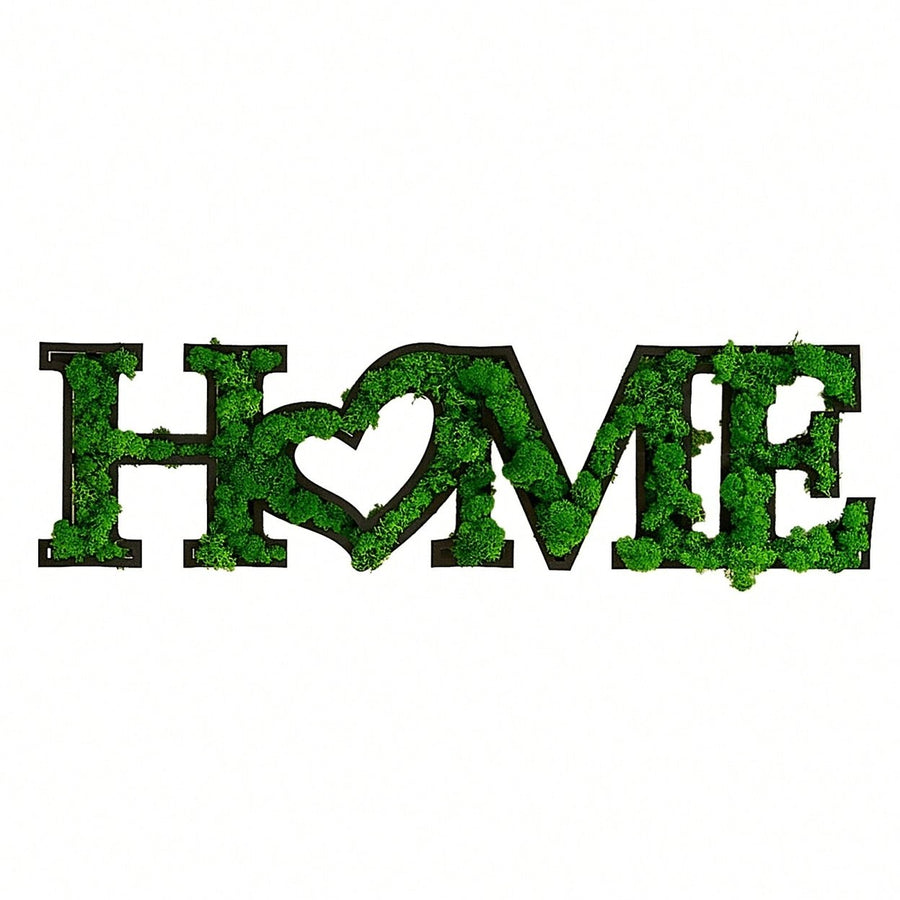 HOME Letter Art Moss - Natural And Charming Whimsical Heart Design Sturdy Iron Frame Friendly Low-Maintenance Image 1