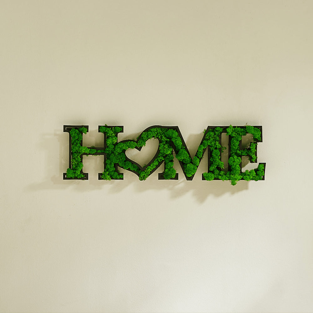 HOME Letter Art Moss - Natural And Charming Whimsical Heart Design Sturdy Iron Frame Friendly Low-Maintenance Image 2