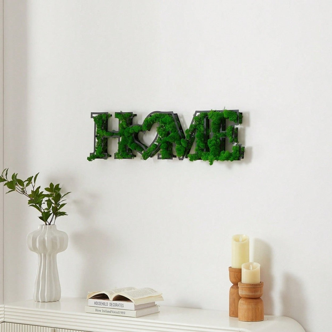 HOME Letter Art Moss - Natural And Charming Whimsical Heart Design Sturdy Iron Frame Friendly Low-Maintenance Image 7